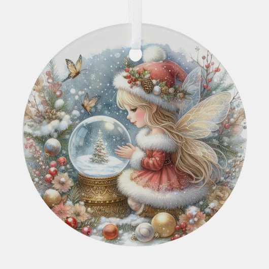 Ornement En Verre Crimson Wonder in Winter’s Glow (Verso)