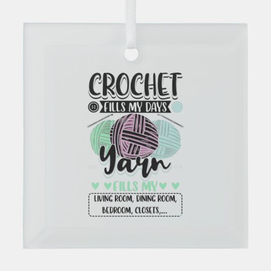 Ornement En Verre Crochet - Crochet remplit mes jours (Recto)