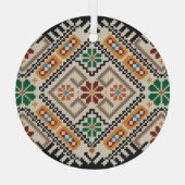 Ornement En Verre Crochet ukrainien : Motif artisanal ethnique. (Verso)