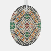 Ornement En Verre Crochet ukrainien : Motif artisanal ethnique. (Avant droite)