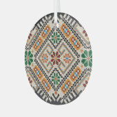 Ornement En Verre Crochet ukrainien : Motif artisanal ethnique. (Avant gauche)