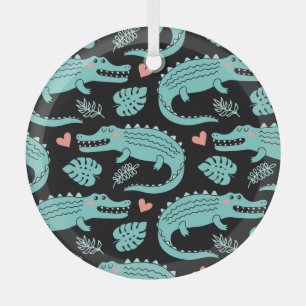 Ornement En Verre Crocodiles de caricatures, motif mignon sans soudu