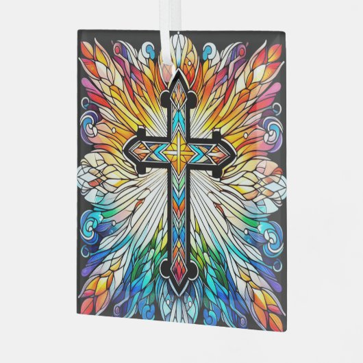 Ornement En Verre Croix sur le projecteur en verre tendu (Avant gauche)