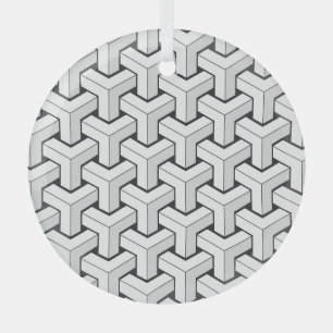 Ornement En Verre Cubes isinaux Noir Blanc Motif