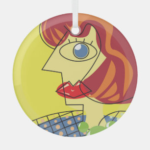 Ornement En Verre Cubisme coloré : Portrait féminin Art.