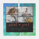 Ornement En Verre Custom 5 Photos Typographie Nouvel An Fêtes (Recto)