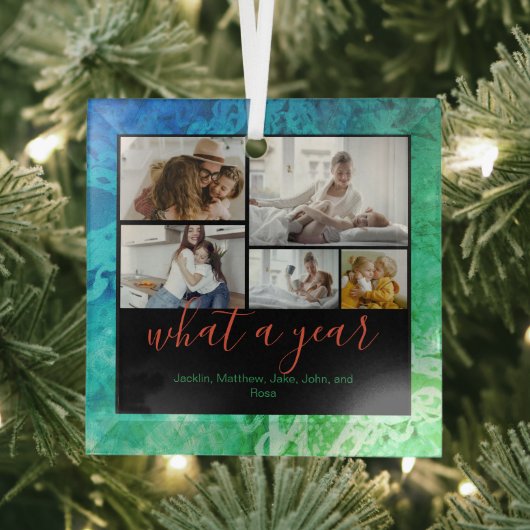 Ornement En Verre Custom 5 Photos Typographie Nouvel An Fêtes (Insitu)