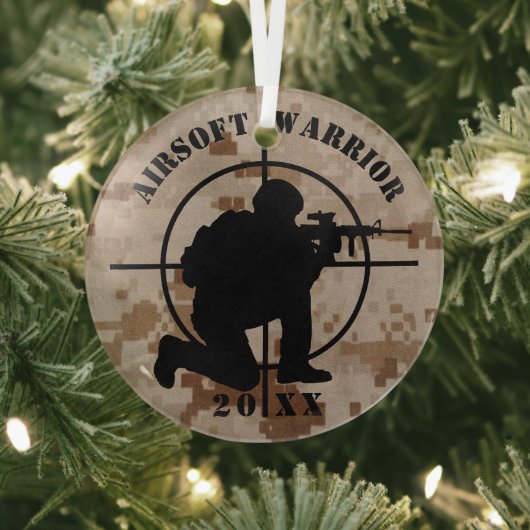 Ornement En Verre Custom Airsoft Team Christmas Ornament (Insitu)
