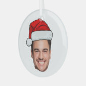 Ornement En Verre Custom Face Photo Santa Hat Christmas (Avant gauche)