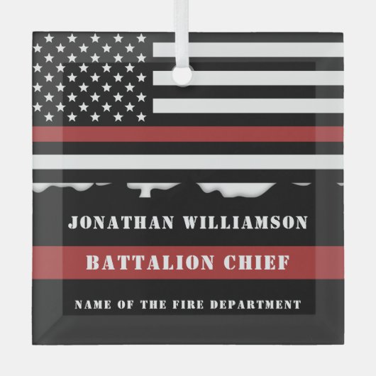 Ornement En Verre Custom Firefighter Appreciation Thin Red Line Flag (Recto)