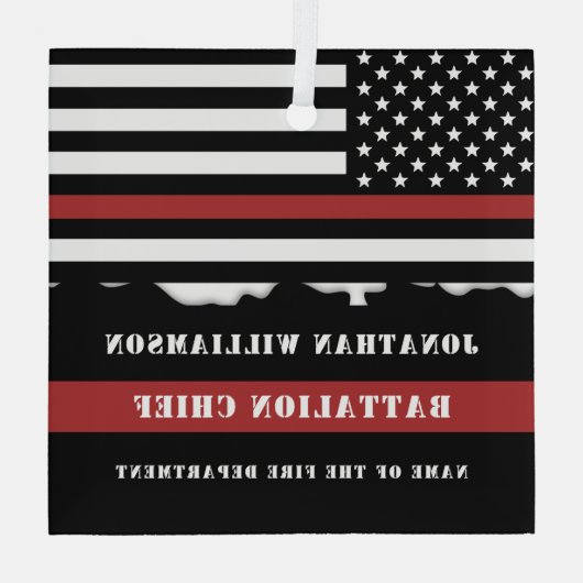 Ornement En Verre Custom Firefighter Appreciation Thin Red Line Flag (Verso)