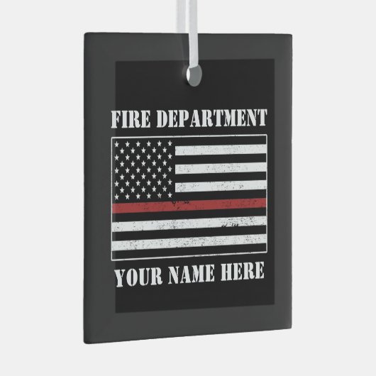 Ornement En Verre Custom Name Thin Red Line Flag Proud Firefighter (Avant droite)