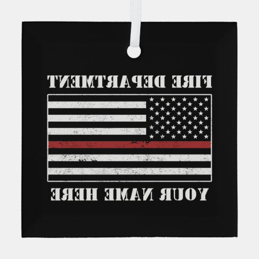 Ornement En Verre Custom Name Thin Red Line Flag Proud Firefighter (Verso)