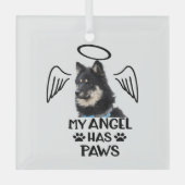 Ornement En Verre Custom Pet Memorial Ornament My Angel Has Wings (Recto)