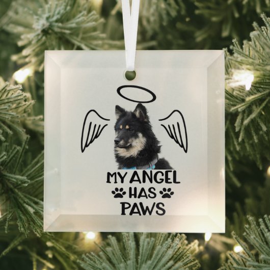 Ornement En Verre Custom Pet Memorial Ornament My Angel Has Wings (Insitu)