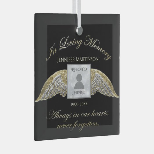 Ornement En Verre Custom Photo Memorial In Loving Memory (Avant droite)