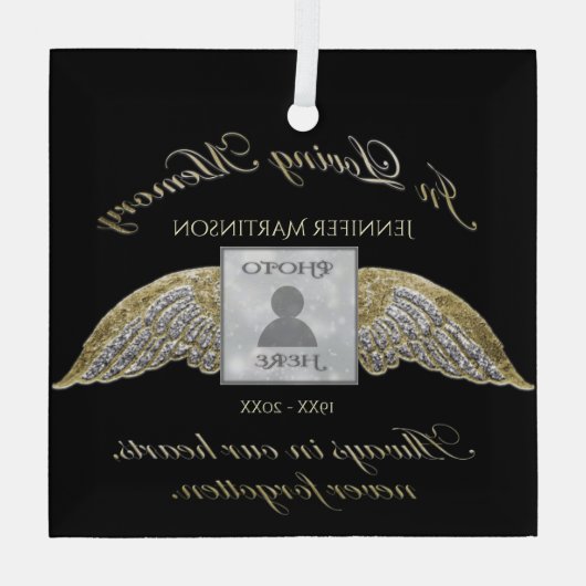 Ornement En Verre Custom Photo Memorial In Loving Memory (Verso)