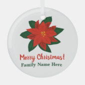 Ornement En Verre Custom poinsettia flower Merry Christmas tree (Recto)