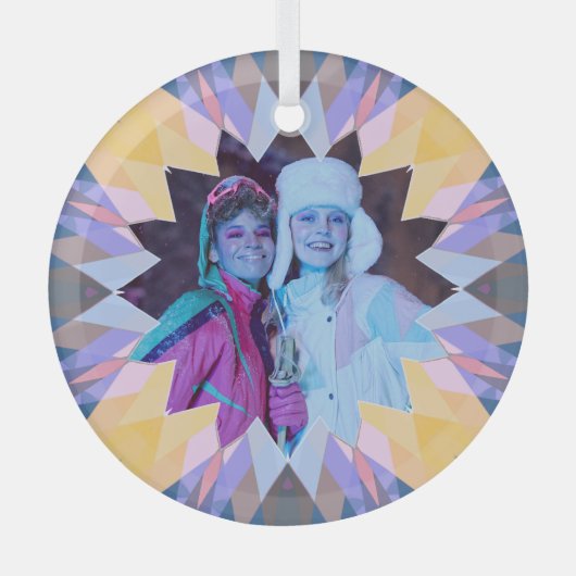 Ornement En Verre Custom Purple Yellow Christmas Star Photo Gift (Recto)