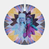 Ornement En Verre Custom Purple Yellow Christmas Star Photo Gift (Verso)