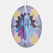 Ornement En Verre Custom Purple Yellow Christmas Star Photo Gift (Avant gauche)