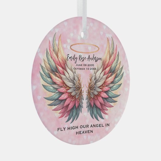 Ornement En Verre Customizable Angel Wings Memorial (Avant droite)