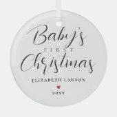 Ornement En Verre Cute Baby's First Christmas Custom Name White (Recto)