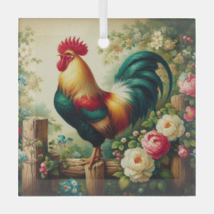 Ornement En Verre Cute coq rustique/vintage