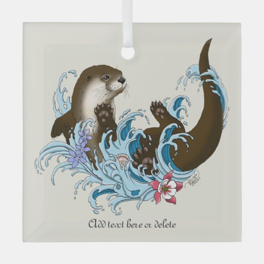 Ornement En Verre Cute d'eau de la rivière Otter (Recto)