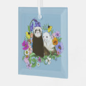 Ornement En Verre Cute Ferrets Floral (Avant gauche)