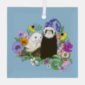 Ornement En Verre Cute Ferrets Floral (Verso)