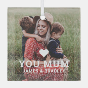 Ornement En Verre Cute Heart Love You Maman's Day Photo