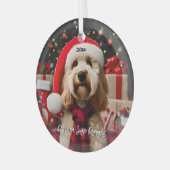 Ornement En Verre Cute Labradoodle avec Santa Hat (Avant gauche)
