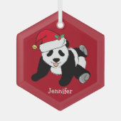 Ornement En Verre Cute Panda Ours Personnalisé Enfants Noël Rouge (Recto)