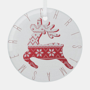 Ornement En Verre Cute Reindeer Blanc+Rouge Sweat Motif de Noël
