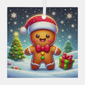 Ornement En Verre Cute Whimsical Noël/homme en pain d'épices d'hiver (Verso)