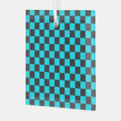 Ornement En Verre Cyan and charcoal checkerboard pattern (Avant gauche)