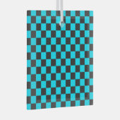 Ornement En Verre Cyan and charcoal checkerboard pattern (Avant droite)