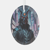 Ornement En Verre Cyberpunk Demon Samurai (Avant gauche)