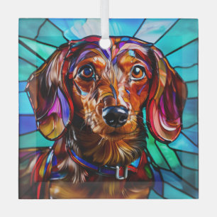 Ornement En Verre Dachshund Chien "Verre Tiré"