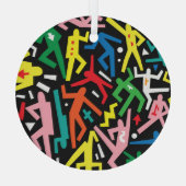 Ornement En Verre Danser des gens, doodle set motif. (Verso)