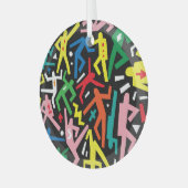 Ornement En Verre Danser des gens, doodle set motif. (Avant gauche)