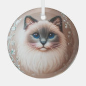 Ornement en verre de chat de Siamese (Recto)