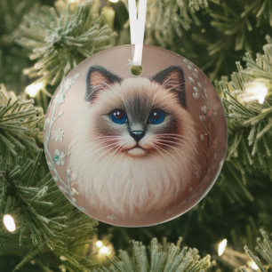 Ornement en verre de chat de Siamese