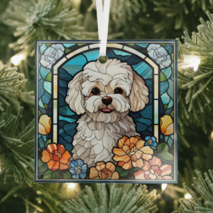 Ornement en verre de chien Bichon Frise