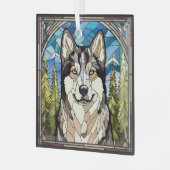 Ornement en verre de chien malamué en Alaska (Avant gauche)