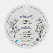 Ornement En Verre Décembre Holly et Narcissus Anniversaire Keepsam (Verso)