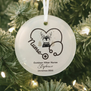 Ornement En Verre Décor de Noël Aventure en plein air Infirmière Vie