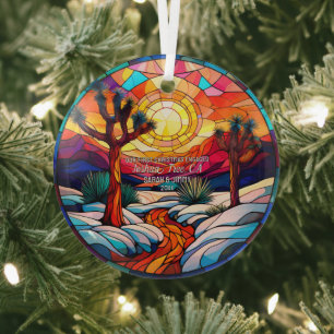 Ornement En Verre Décor de Noël Joshua Tree Park Engagé Couple