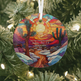 Ornement En Verre Décor de Noël Joshua Tree Park Marié Couple